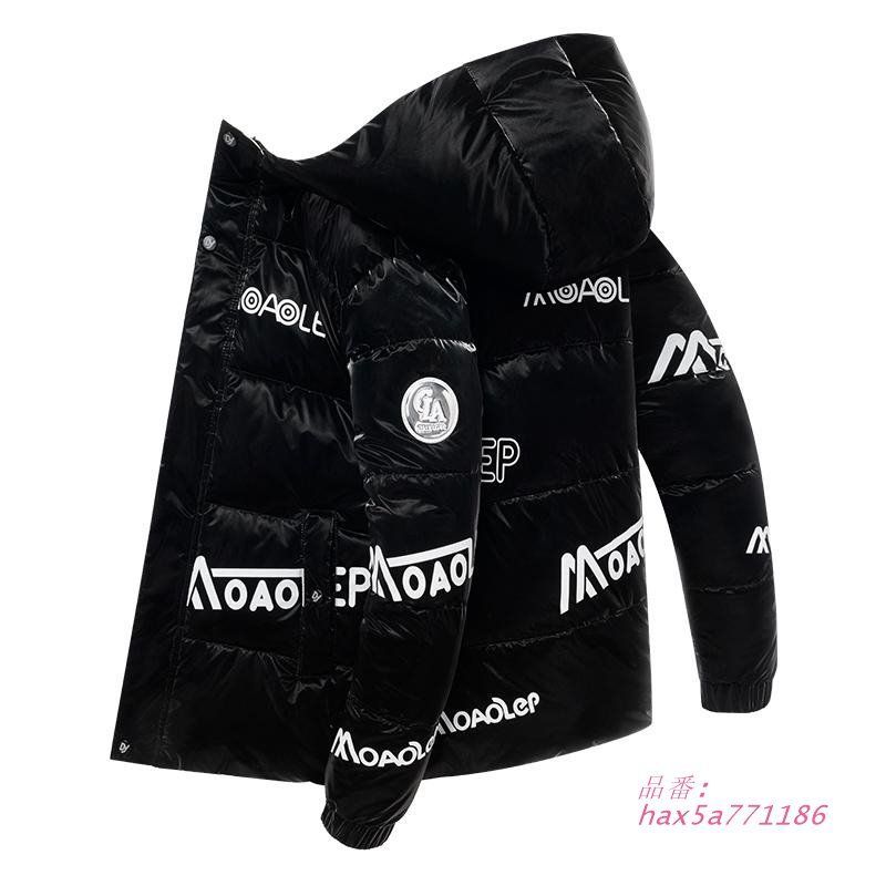 中綿コート メンズ 中綿ジャケット アウター 光沢 フード 冬 英文字プリント あったか 防風 メンズアウター 冬服 あり美しいツヤが魅力の hax5a771186