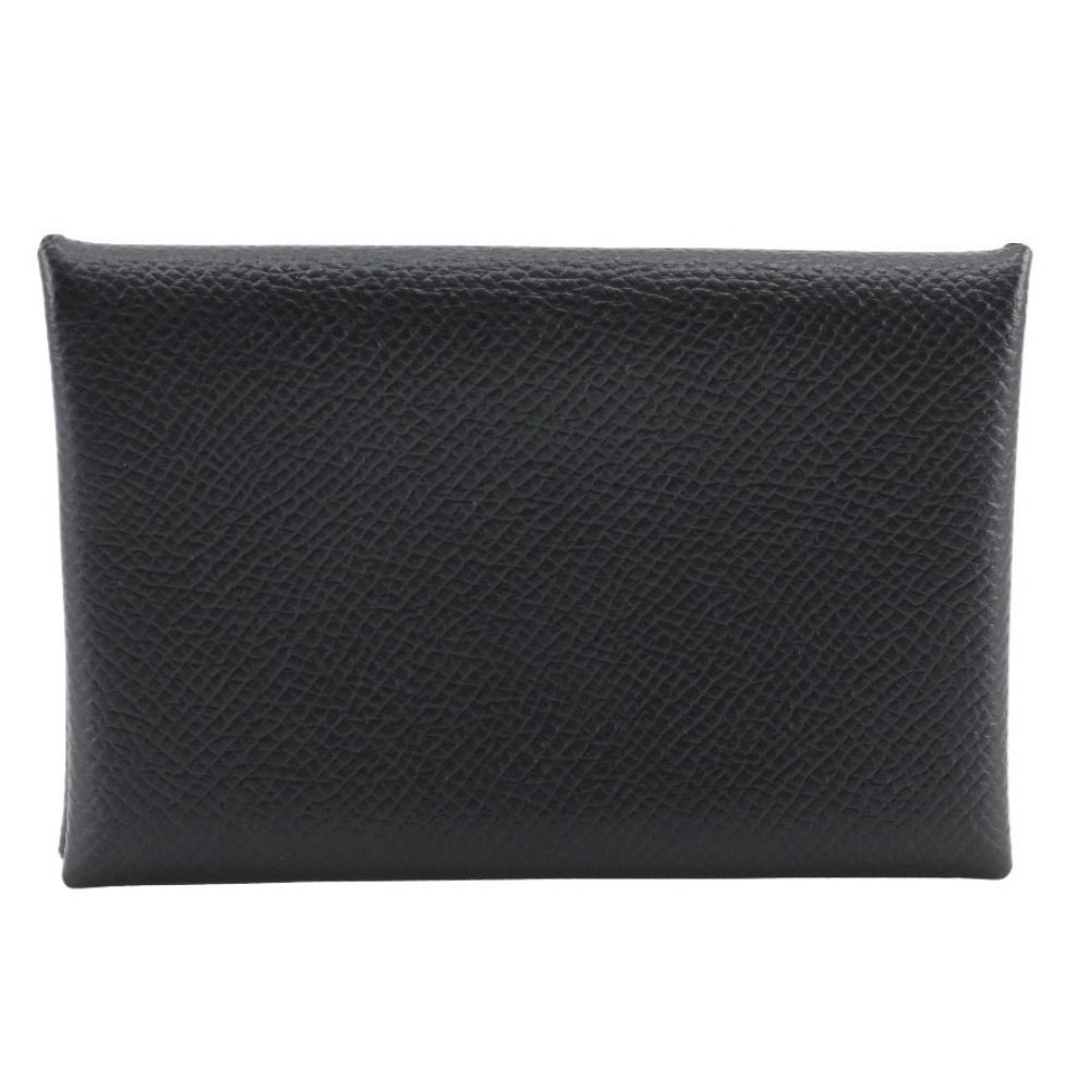 HERMES エルメス カルヴィ ヴォーエプソン 黒 D ユニセックス カードケース