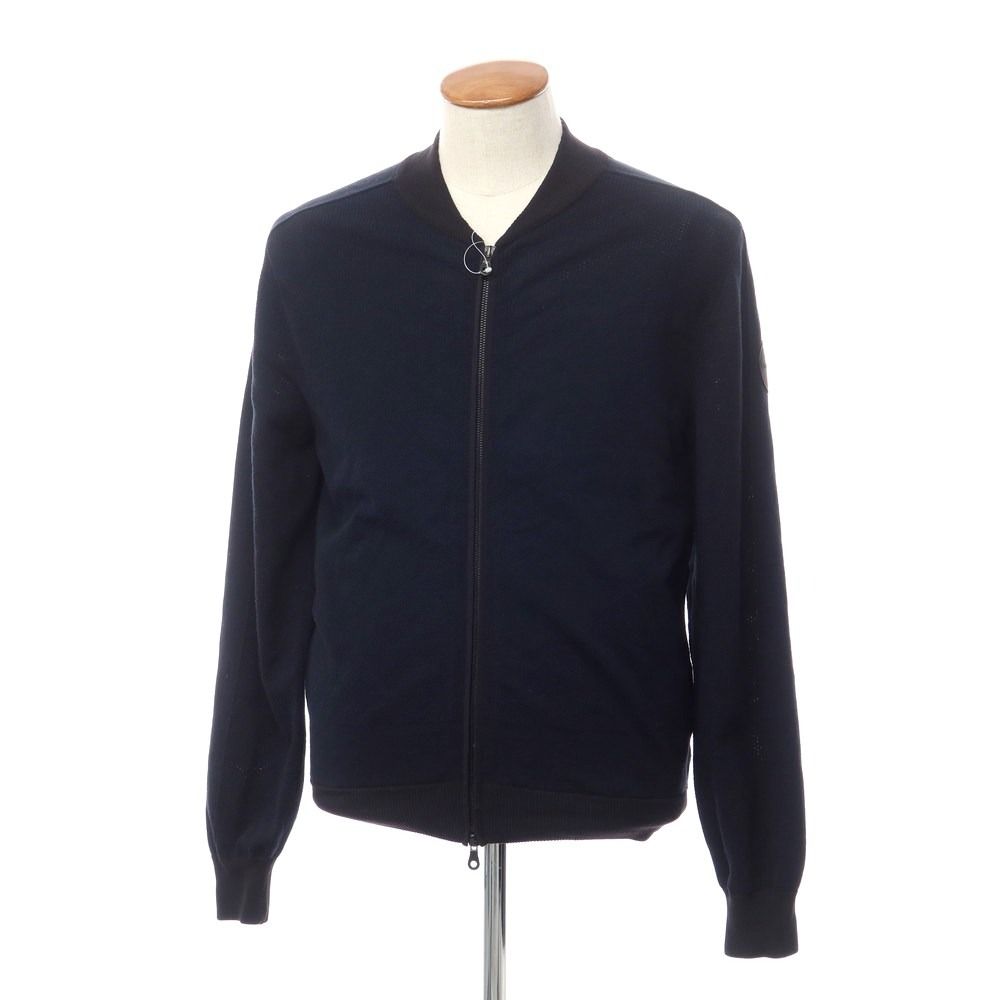 【中古】ラルディーニ LARDINI コットンナイロン ジップアップ ニットブルゾン ネイビー【サイズ48】【メンズ】-0