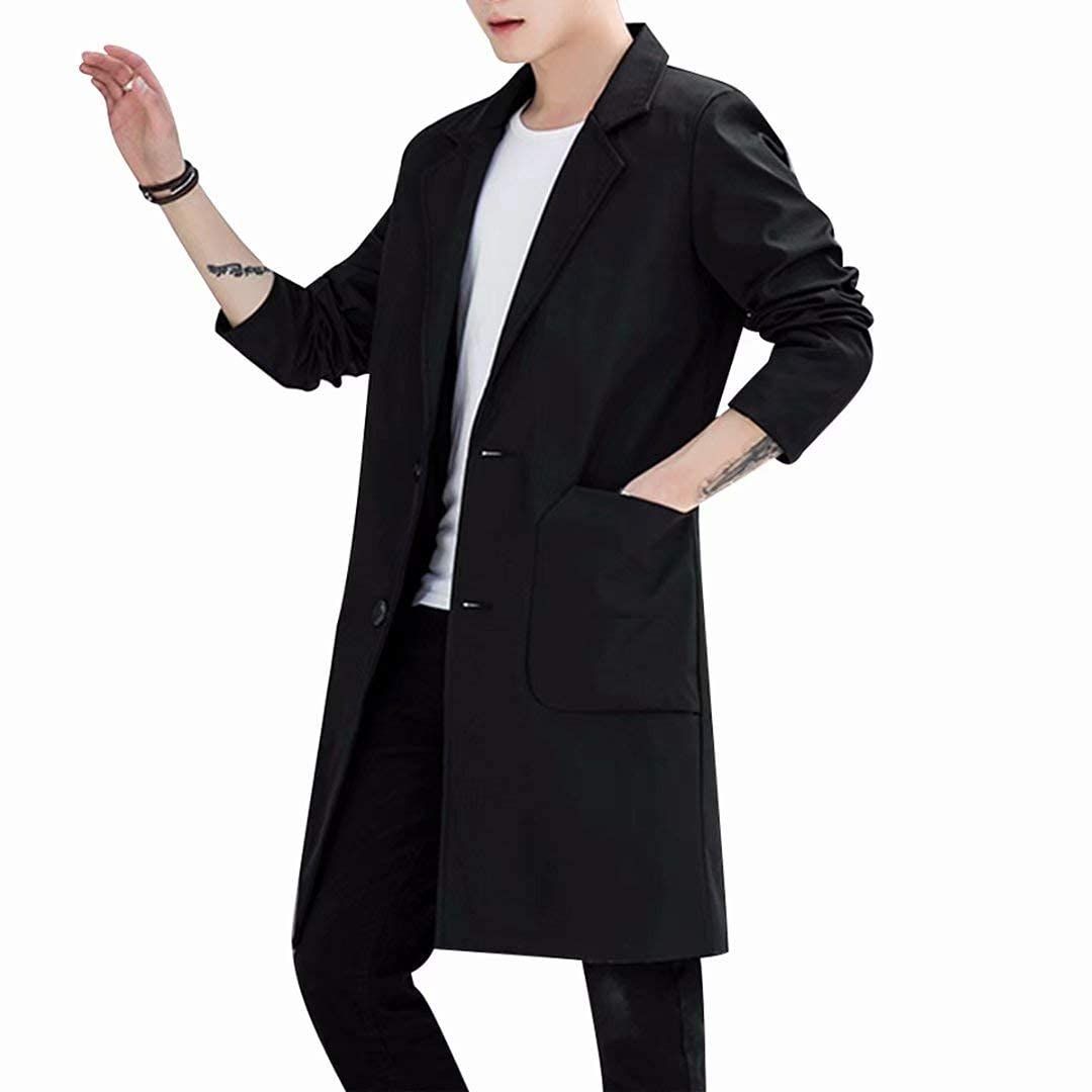 3XL_ブラック 薄手 [KOGARASI] コート メンズ ロングジャケット トレンチコート 春秋服 冬用 アウター スリム 薄手 厚手 テーラードカラー ビジネス カジュアル 紳士服 大きいサイズ 男女兼用