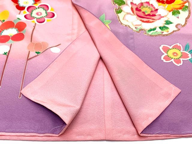 七歳お祝い着 未使用品 薄ピンク 牡丹 藤 七五三 七歳お祝い着 未使用