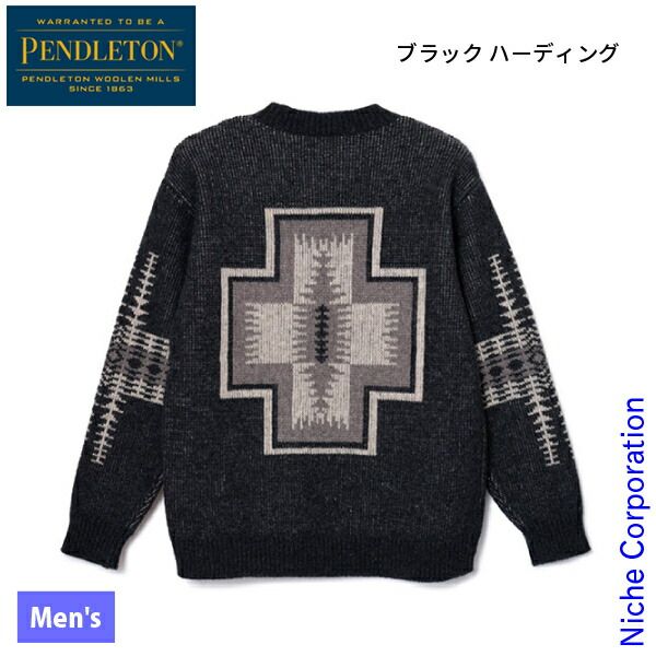 ペンドルトン ロングスリーブ シェトランド ウール クールネック プルオーバー 19800152 049 ブラック ハーディング M