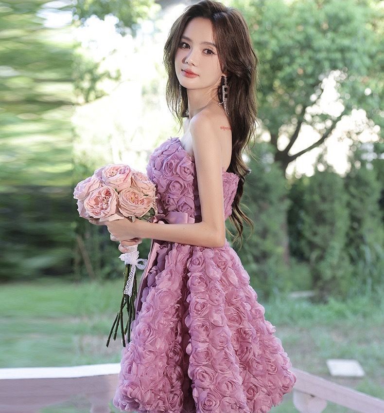 新品☆フラワー☆パーティーミニドレス☆ フラワー刺繍 チュール ミニ