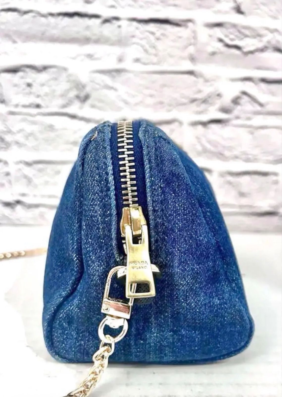 ◆PRADA プラダ CANAPA デニム ショルダー カメラ バッグ ポーチ紺 美品 ◇ PRADA プラダ CANAPA カナパ デニム クロスボディ