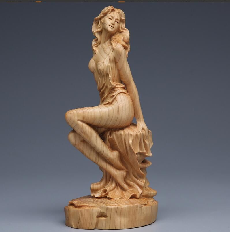 美術工芸品 裸婦像 美女 希少 総柘植材 精密細工 飾り置物