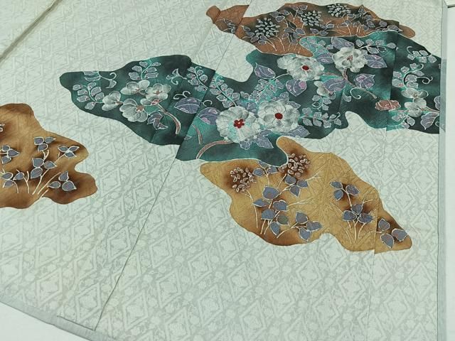 平和屋着物▽訪問着　無双　紗袷　紗×紗　草花文　正絹　逸品　AAAY9432jh 平和屋着物▽訪問着 無双 紗袷 紗×紗 草花文 正絹 逸品 AAAY9432jh