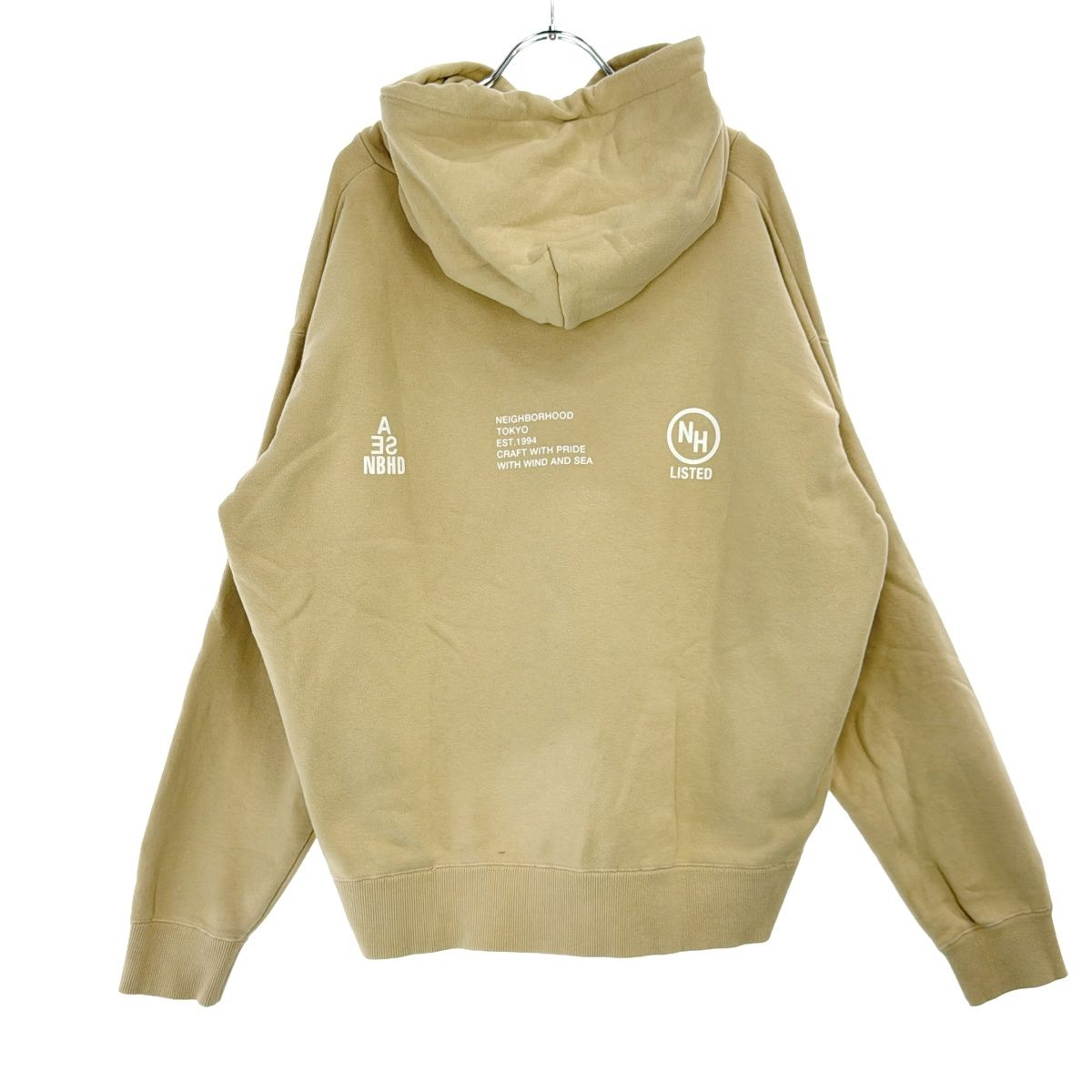 NEIGHBORHOOD ×WIND AND SEA  ネイバーフッド×ウィンダンシー 21SS ロゴプリントプルオーバースウェットパーカー 211ELWSN-CSM01S ベージュ M NEIGHBORHOOD ×WIND AND SEA ネイバーフッド×ウィンダンシー 21SS ロゴ