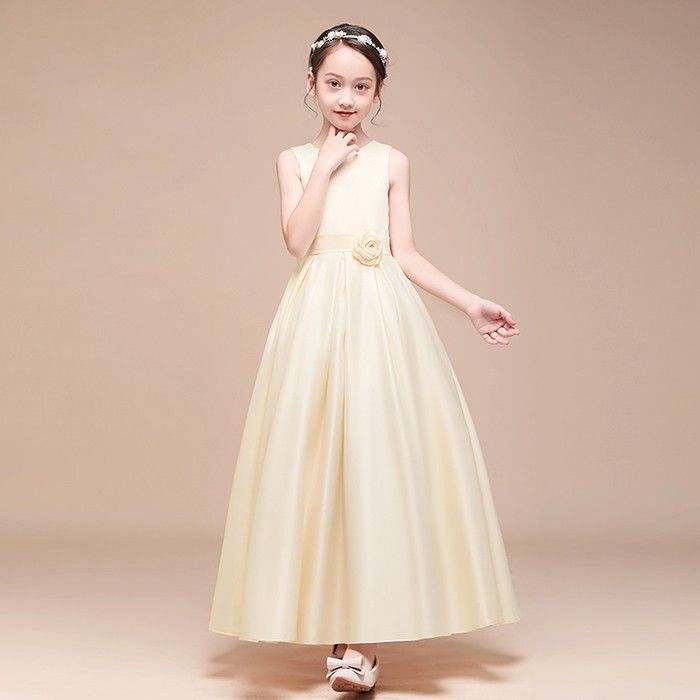キッズドレス 韓国 ジュニアドレス 女の子 ロングドレス タフタ素材を使用したドレス 子供 結婚式 七五三 ドレス 子供 フォーマル 子供フォーマル コンクール ドレス 子どもドレス muself03