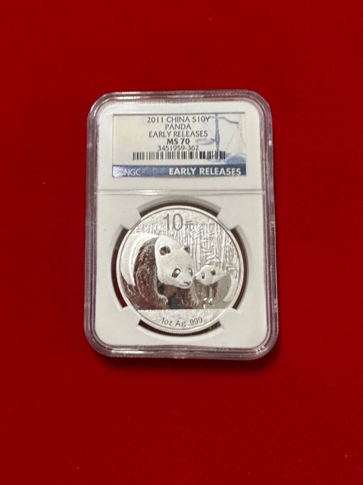 2011 China panda 1 oz silver 10 yuan coins NGC MS70 362