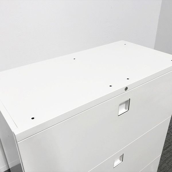 オカムラ レクトライン 3段ラテラル書庫 ネオウッドダーク天板付 H1115 ZA75色 OKAMURA／Rectline／キャビネット／ラテラルキャビネット／書類棚／白／中古-  中古オフィス家具の専門店-天下一