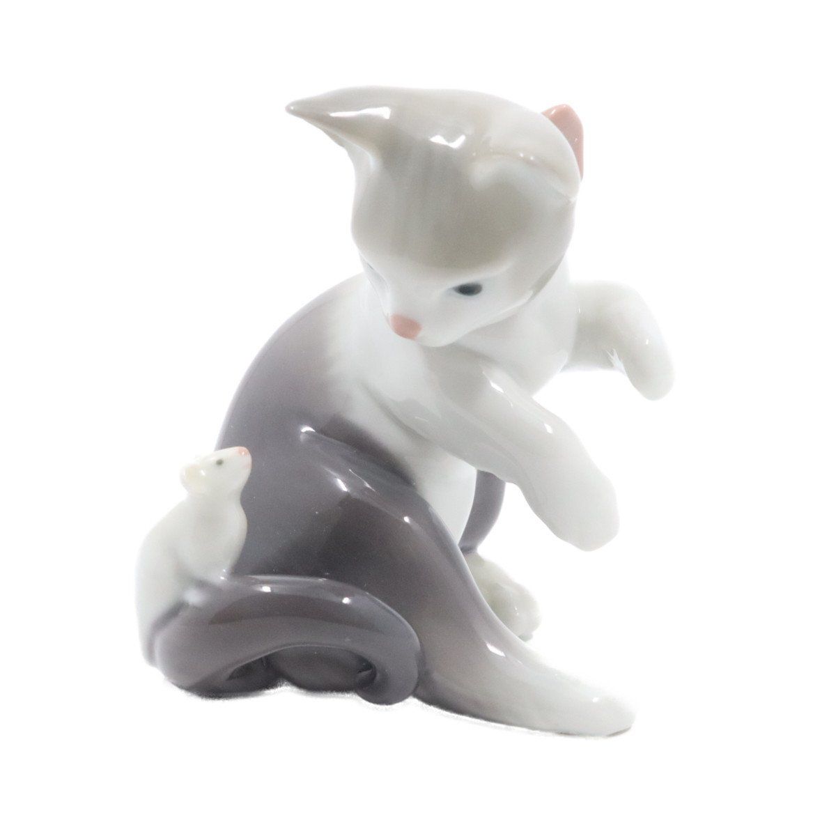 LLADRO リヤドロ おどろいた仔猫ちゃん 猫 キャット ねずみ 置き物 フィギュリン【いおき質店】