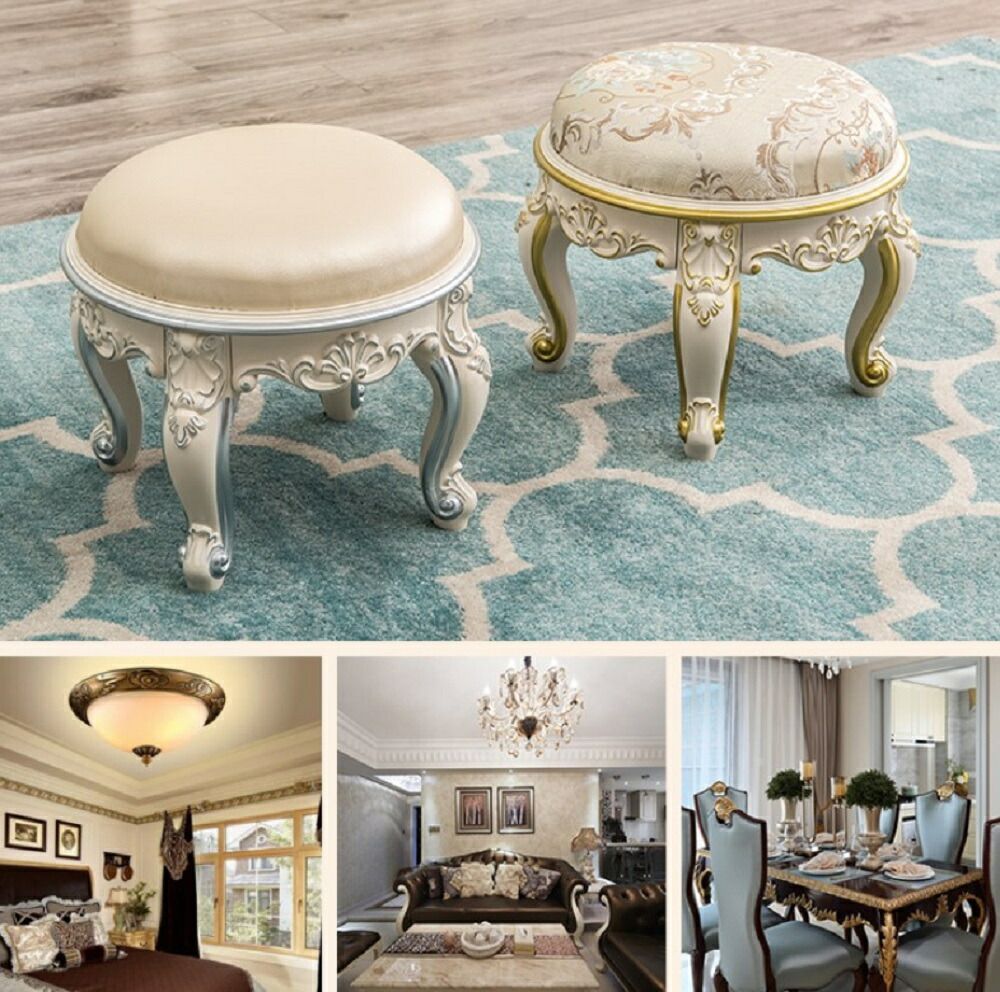 製造待ち 花柄 猫脚スツール バラ柄 バラ ラウンド スツール