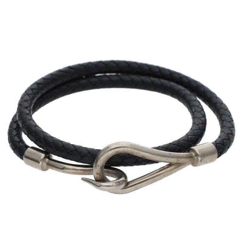 エルメス HERMES レザー ジャンボ 編み込み ブレスレット バングル エルメス HERMES ジャンボ 編み込み ブレスレット ブルー エルメス