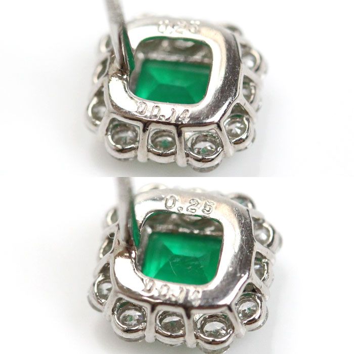 Pt900プラチナ エメラルド ピアス エメラルド0.25/0.23ct