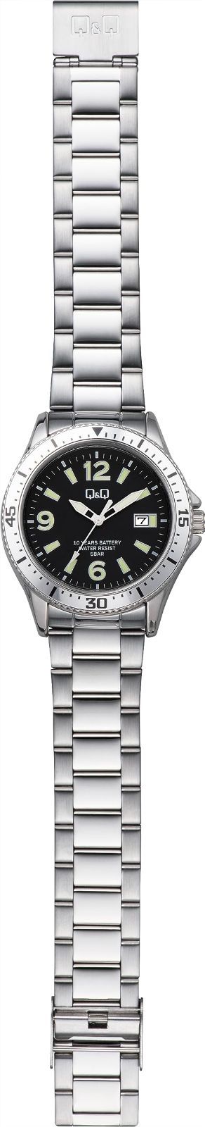 数量 メンズ A 24 A-003 PK メタルバンド 防水 シルバー 電池寿命10年 アナログ キューアンドキュー 腕時計 シチズンQ-Q