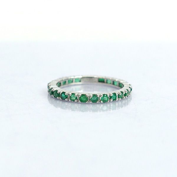 ◆K18WG フルエタニティリング 1.0ｃｔ エメラルド 17号 2.34 リング 指輪 ブランド