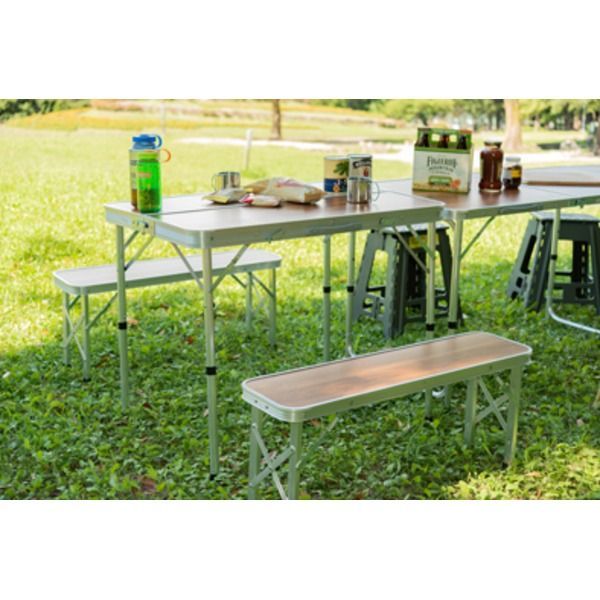 折りたたみテーブル 幅90cm ベンチ付き フォールディングテーブル＆ベンチセット 組立品 キャンプ バーベキュー アウトドア