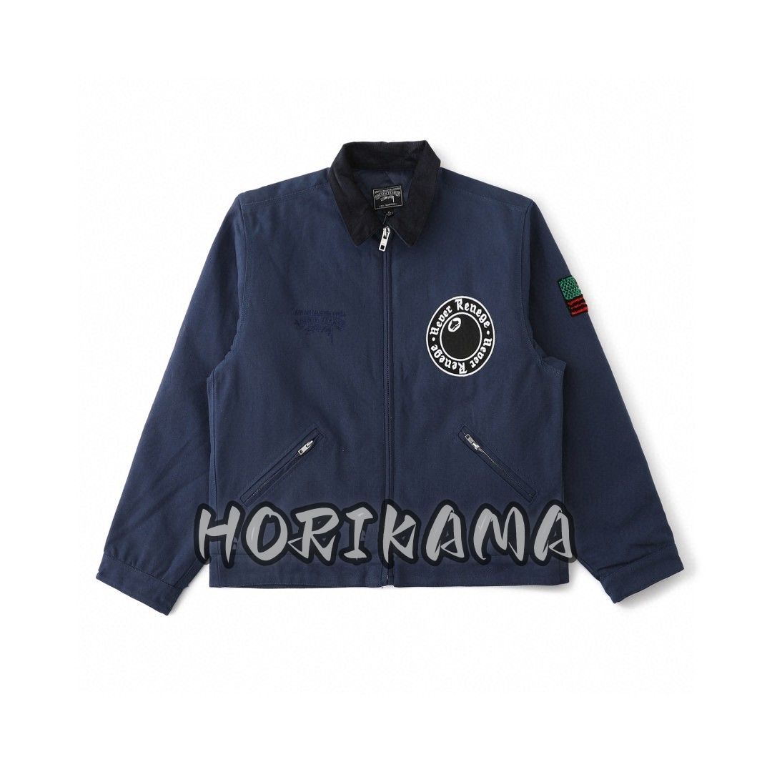 STUSSY & DENIM TEARS CANVAS JACKET Lサイズ Denim Tears x Stussy Never Renege Canvas Work Jacket Navy