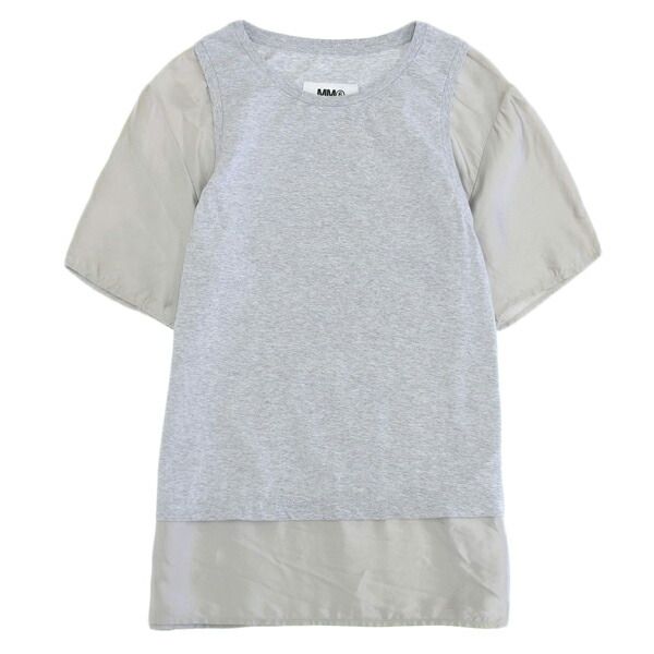 メゾンマルジェラ MAISON MARGIELA MM6 コットン 切替え レイヤード トップス Tシャツ レディース グレー sizeS  RN154909 2021SS [Y03056]