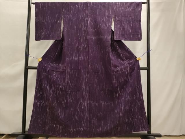 平和屋着物▽上質な紬 単衣 古代紫色 正絹 逸品 未使用 AAAS4935fy