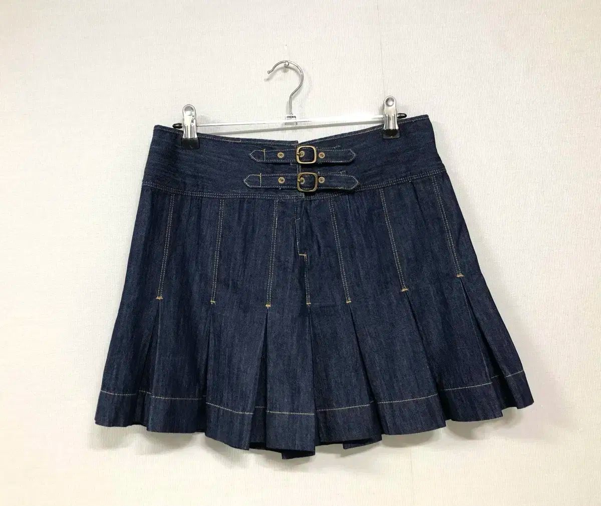 ポロ ジーンズ Ralph Lauren ラルフローレン シンチバッグ デニム プリーツ ミニ スカート 28 ー 29