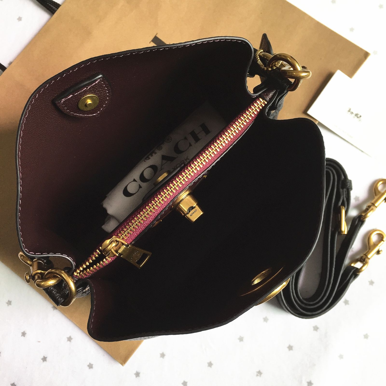 セール中】COACH コーチバッグ C3916 ブラック バケットバッグ