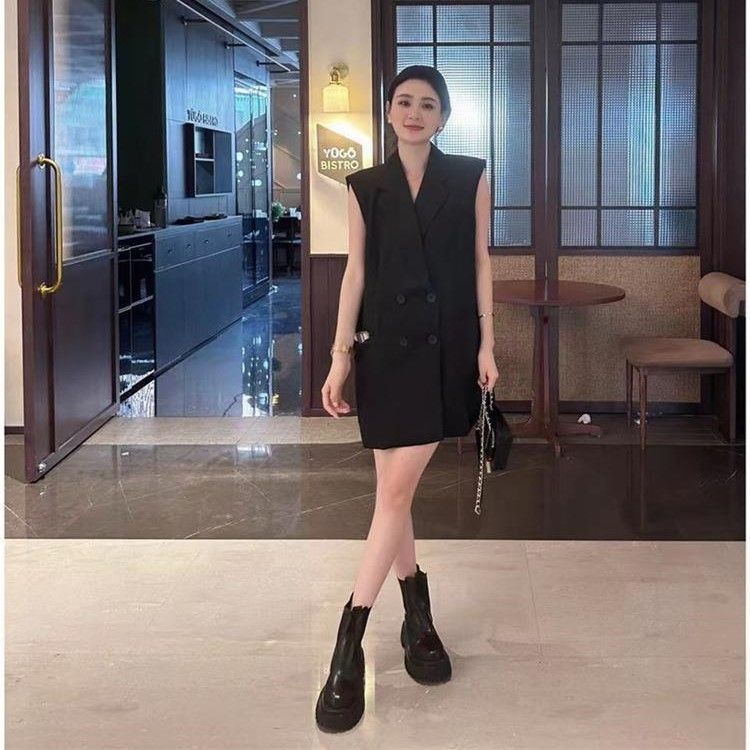 ベスト ダブルデザイン韓国 バックリボン 羽織り ジレ 今季新作
