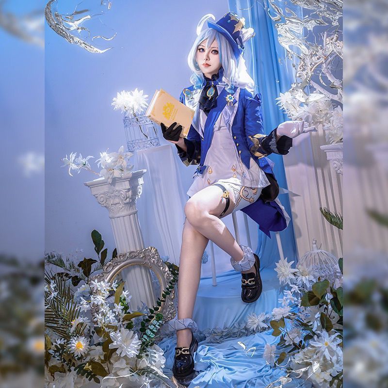 コスプレ服です 原神フォカロルス フォンテーヌ 水神 すいじん キャラクター コスプレセット フルセット コスプレ衣装 アクセサリー ウィッグ付き-靴追加 可 コスチューム cosplay