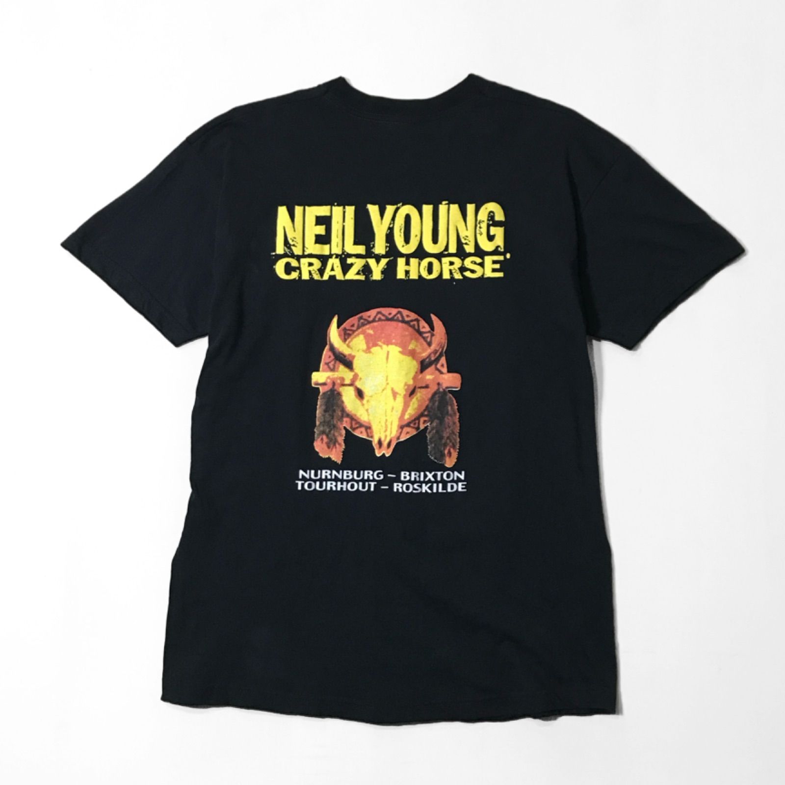 00s ヴィンテージ ニールヤング NEIL YOUNG x クレイジー ホース CRAZY HORSE ジョイント ツアー Tシャツ ブラック -  メルカリ