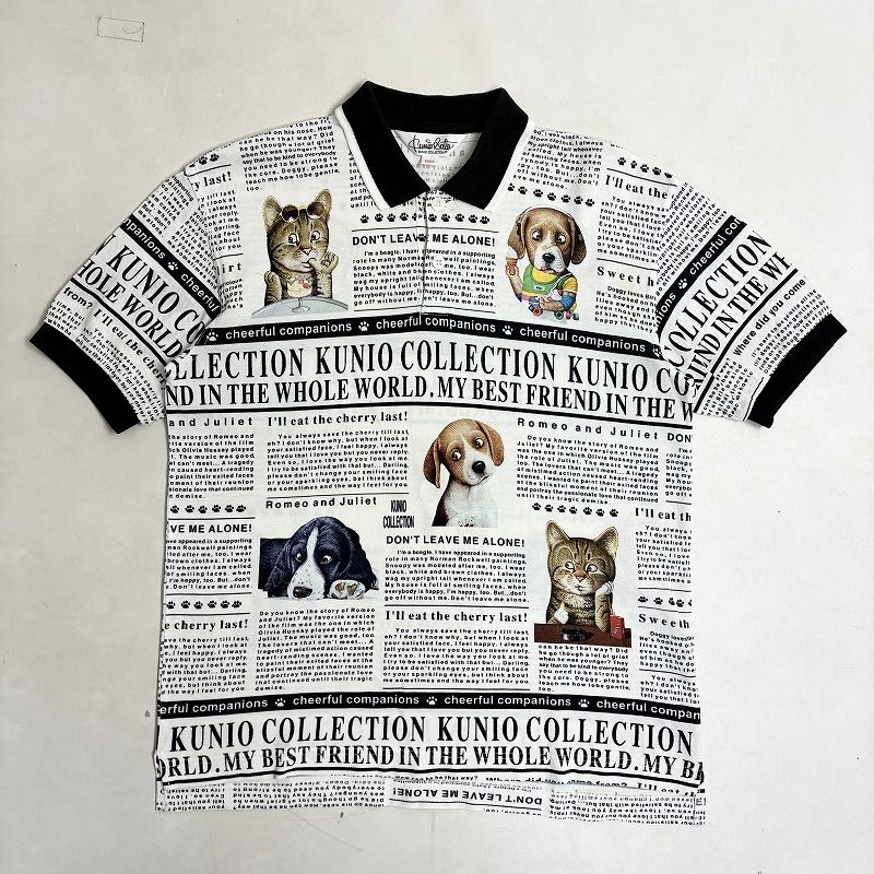 kunio collection クニオコレクション　ポロシャツ　犬　猫　L ◇ KUNIO COLLECTION クニオコレクション ポロシャツ 犬 猫
