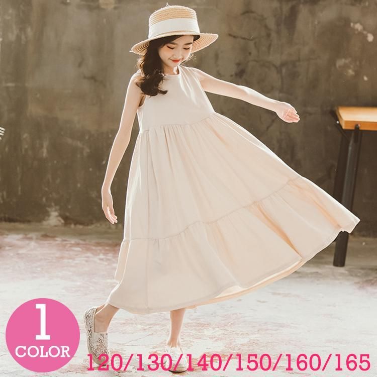ジュニア キッズ 子供服 ワンピース かわいい シンプル ノーカラー ギャザー おしゃれ