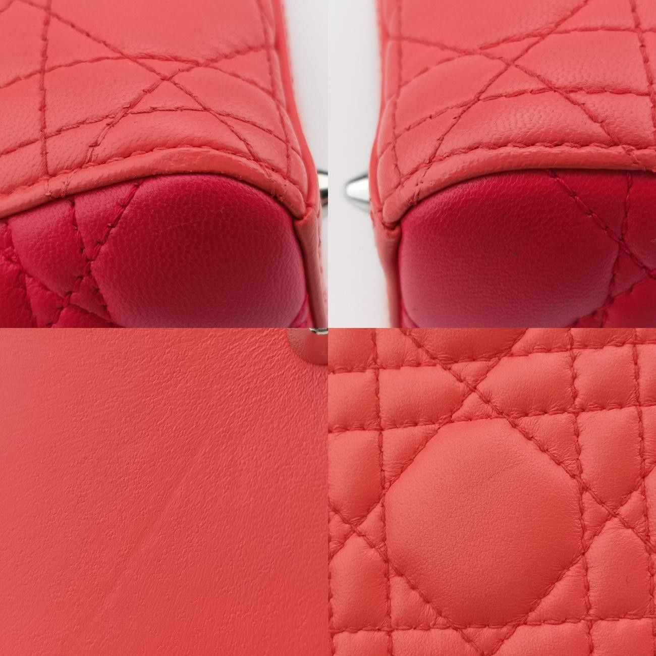 クリスチャンディオールChristian Diorレディディオールオレンジ×ローズレッドラムスキン15-BO-0123