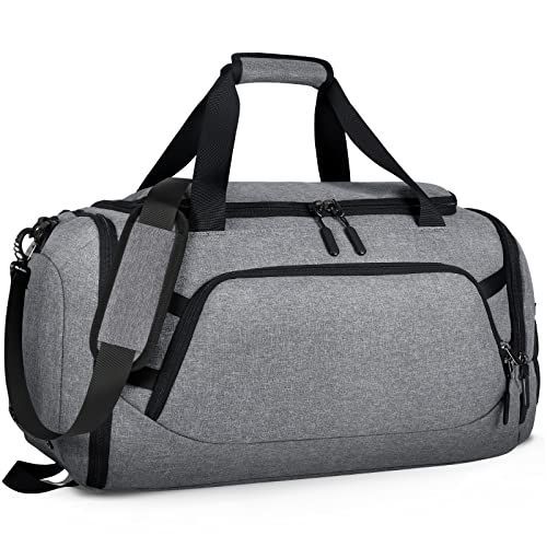 Gray_55L ボストンバッグ メンズ 大容量 55L スポーツバッグ 修学旅行 YKKファスナー ジムバッグ 撥水加工 ダッフルバッグ シューズ収納 乾湿分離 3way 出張 グレー