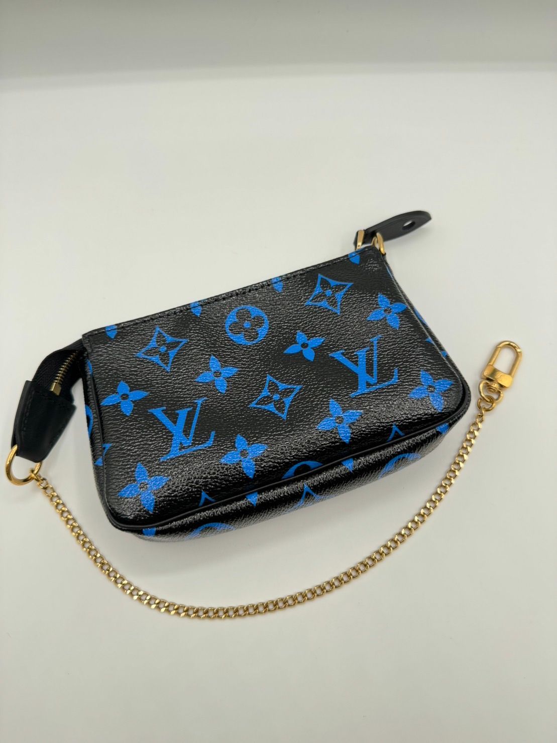 ルイヴィトン(LOUIS VITTON) ミニ ポシェット アクセソワール M67237 黒/ブルー モノグラム ゴールド金具 未使用 レディース ハンドバッグ ポーチ