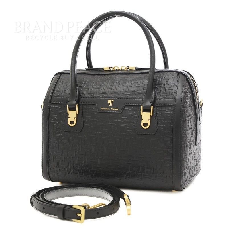 サマンサタバサ ポムディスポワール 型押しボストン 2Wayバッグ レザー  