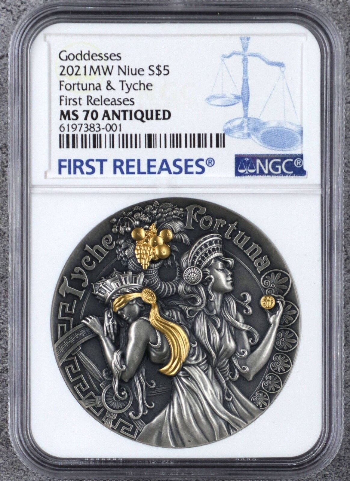 NGC MS70 FR 2021 Niue tuna Tyche Goddesses 2 Oz Silver Coin