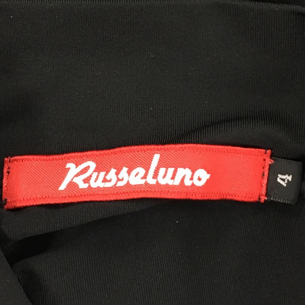 超美品】ラッセルノ 長袖ハイネックシャツ 黒×白 胸袖プリント