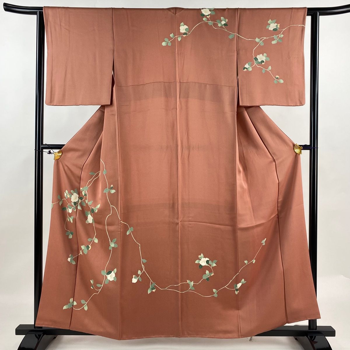 K*U様 【オークション】裄丈70cm 訪問着フルセット くすみ緑風景　正絹 袷 美品】 訪問着 身丈157cm 裄丈66cm M 袷 紬地 草花 ヱ霞 灰緑 正絹 秀