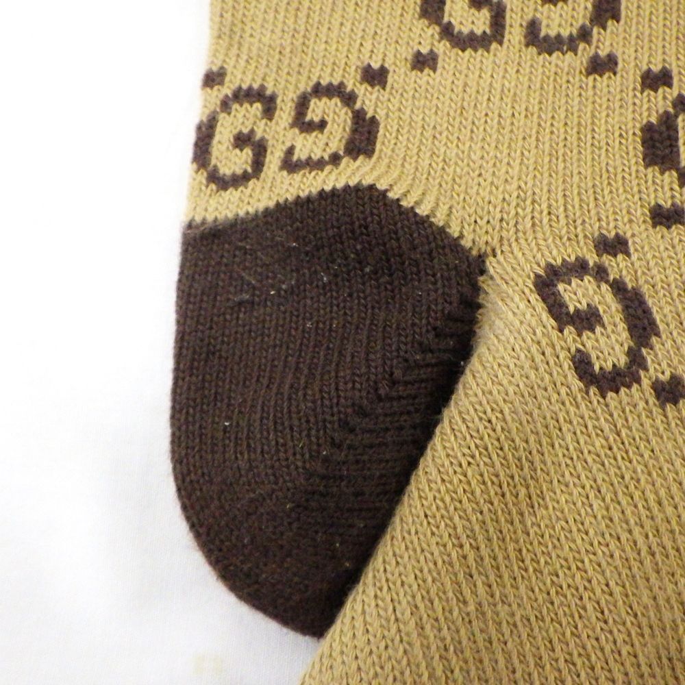 GUCCI グッチ 靴下 ソックス メンズ GG柄 ブラウン ロング A25-2202
