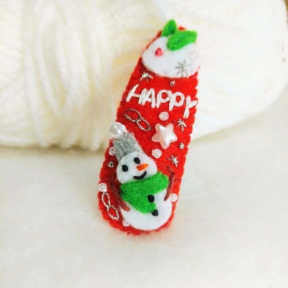 クリスマス雪だるまパッチンピン♡あか クリスマス雪だるまパッチン