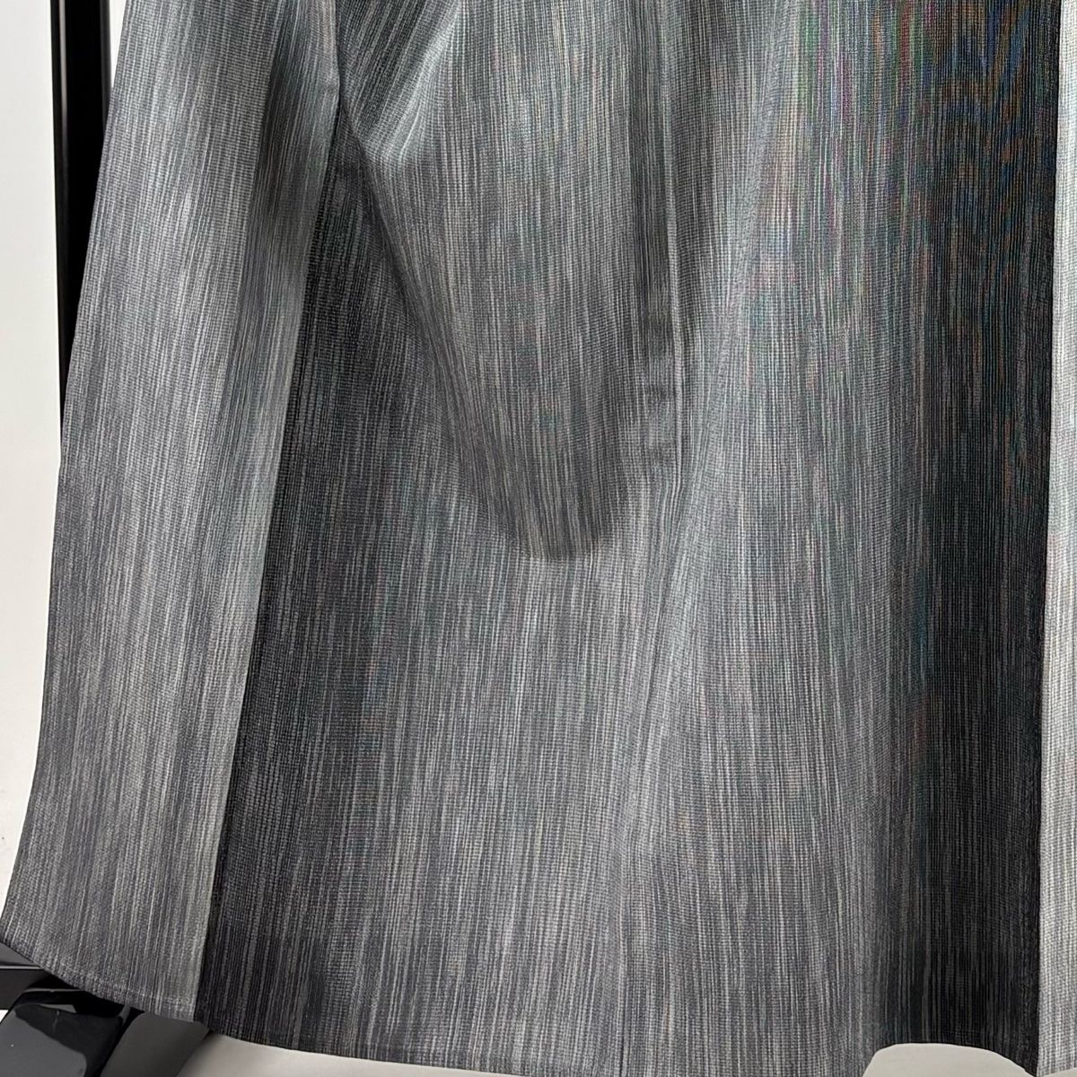 お召 身丈160cm 裄丈67cm M 単衣 縞 幾何学 灰色 正絹
