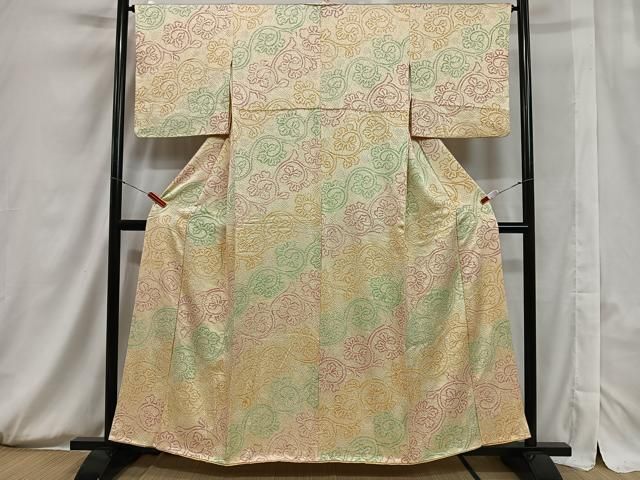 平和屋着物▽上質な小紋 単衣 舞桜文 金通し地 正絹