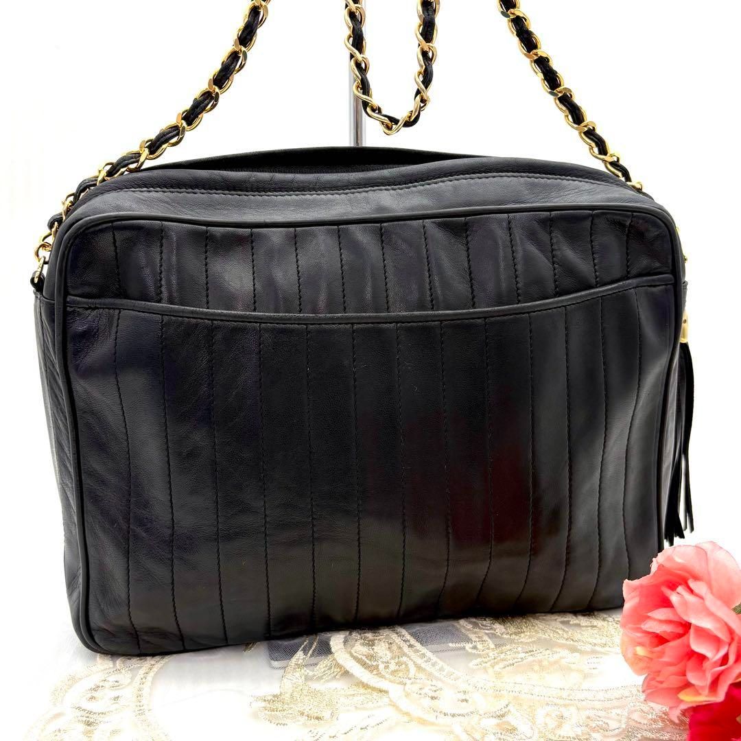 ⛄️極美品⛄️シャネルCHANELラムスキンココ フリンジ付ショルダー