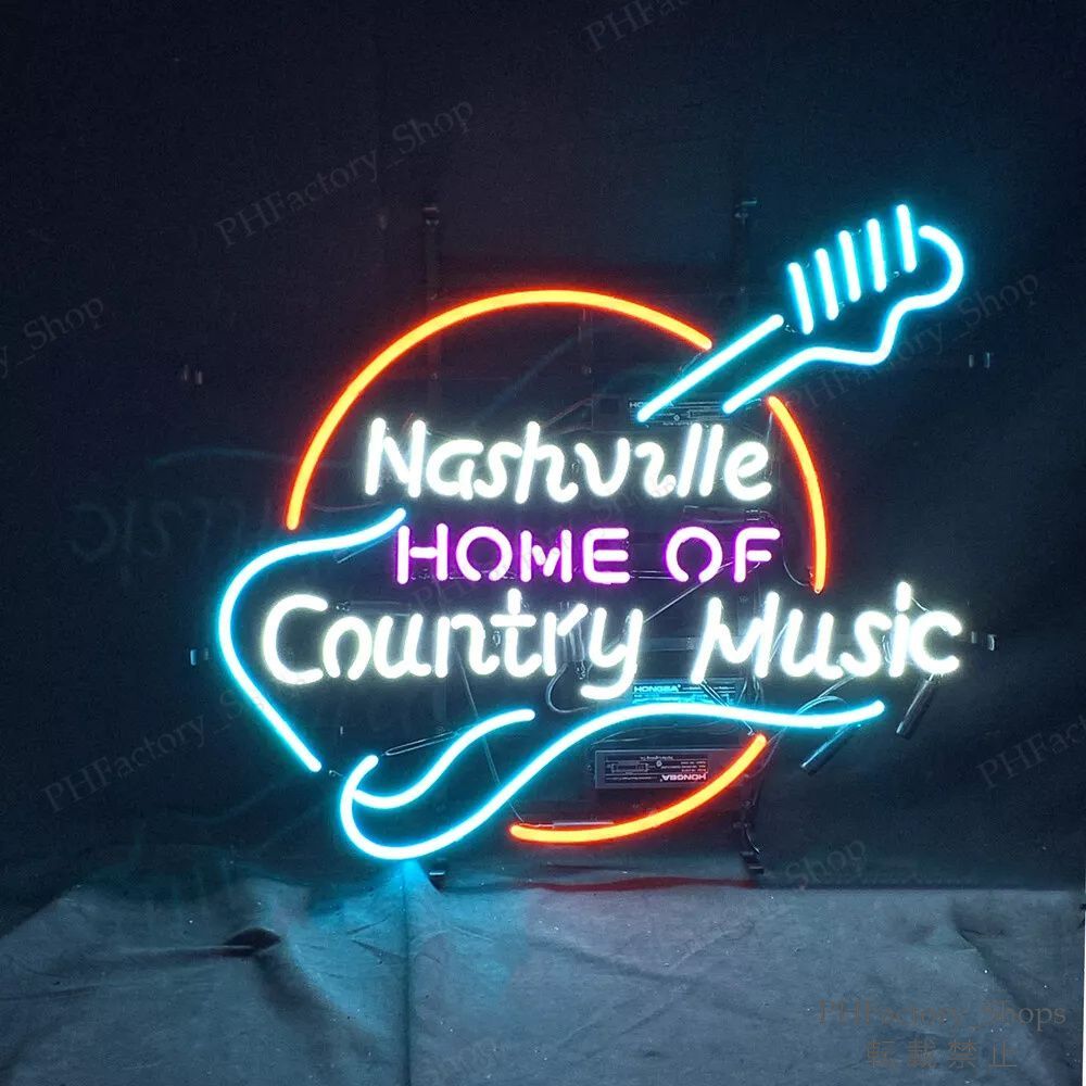 ネオンサイン Nashville Home Of Country Music ギター ネオン管 ネオンライト 看板デザイン NEON SIGN 壁掛け 寝室 部屋 バー カフェ 看板 クラブ インテリアライト