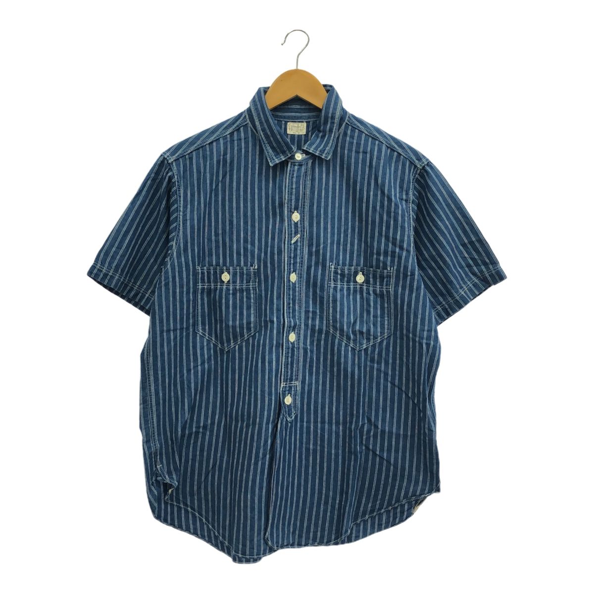FREEWHEELERS フリーホイーラーズ UNION SPECIAL ストライプワークシャツ S/S 半袖 チンストラップ マチ付き アメカジ