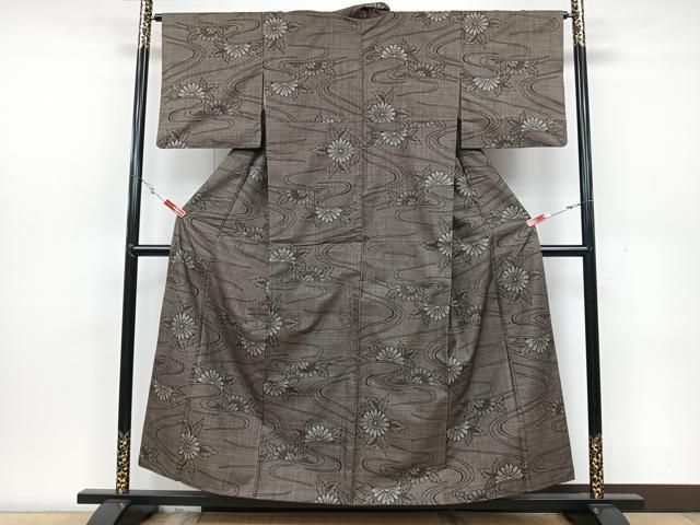 平和屋着物□本場大島紬 泥染め 草花文 正絹 逸品 CAAQ7821ev