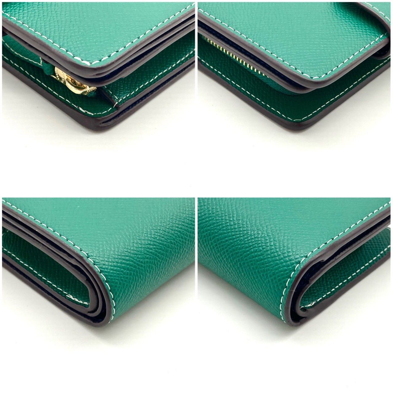 コーチ 二つ折り財布 折り財布 短財布 レザー グリーン 保管品 70908