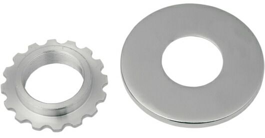 ステアリングステム ベアリング アジャスタブルナット：クロームナット＆ダストカバー　1949〜84年ビッグツイン、1984〜10年FXST、1985〜86年FXWG、1993〜05年FXDWG