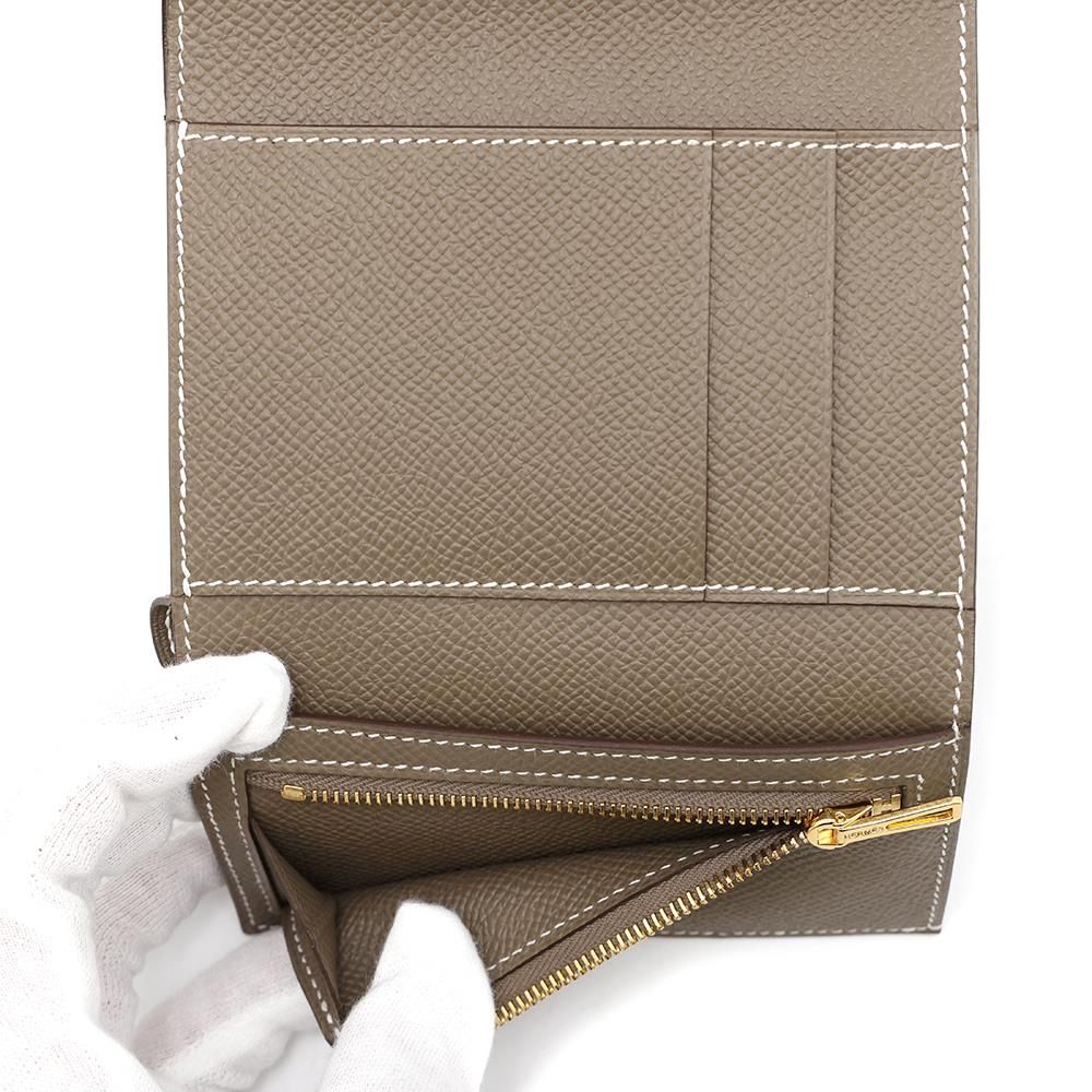 エルメス ベアンコンビネ 白/ゴールド金具 三つ折り財布 Bearn ≪ 新品