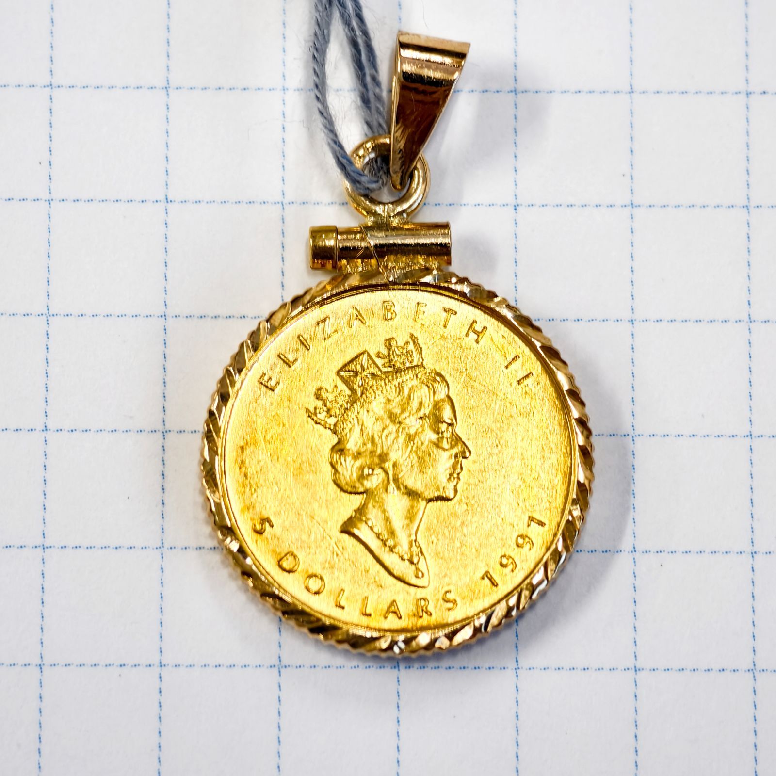 K24 K18 コインペンダント カナダ メイプルリーフ 50ドル 1オンス 1986 ペンダントトップ 24金